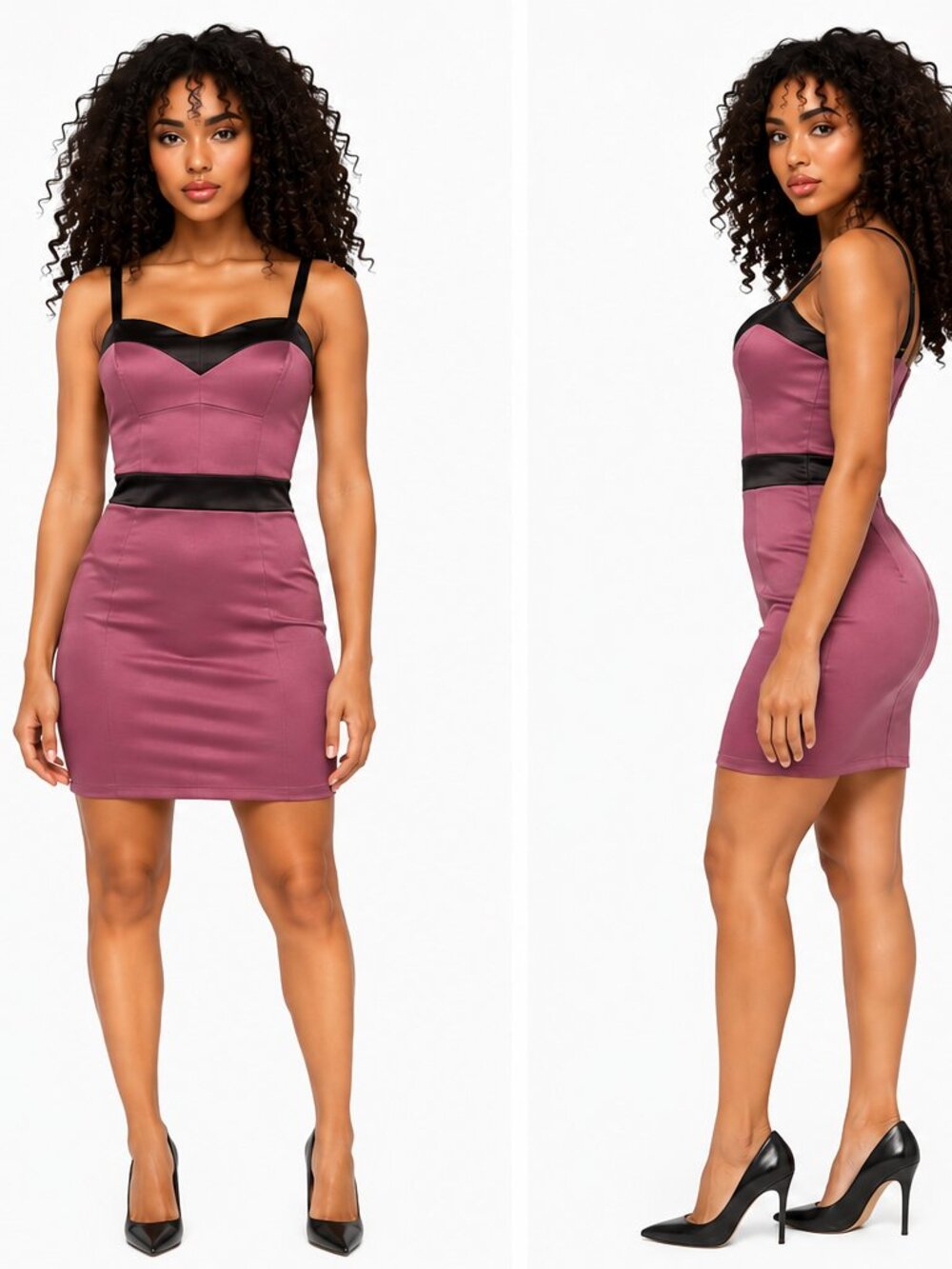 MondoEstilo Midnight Muse Colorblock Bodycon Dress
